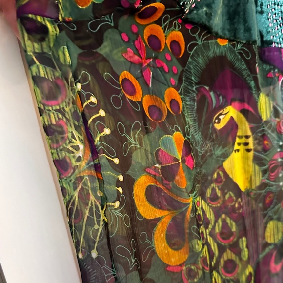 Custo Barcelona Haute Couture Sheer Velvet Multi Silk Blouse; Women's S-M - Picture 3 of 6